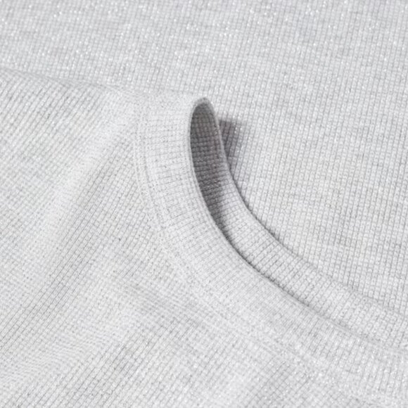 MANGO | NWT - GREY GOING OUT PARTY TOP WITH GLITTER SPARKLE THREAD | SIZE L - Picture 3 of 7